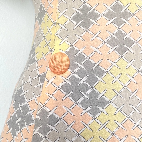 60s Dress Vintage Handmade Geometric Pattern Mod Nehru Mid Century - Picture 4 of 8